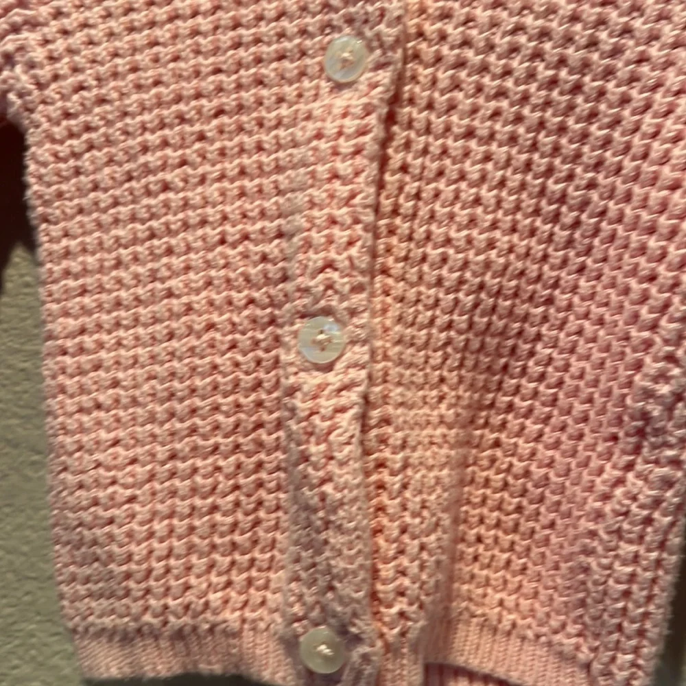 Carter’s Pink Chunky Knit Sweater Cardigan With Cat Ears Size 6 Months